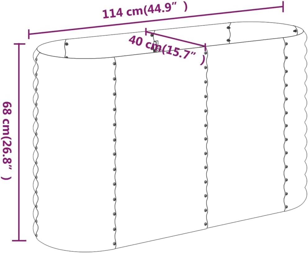 Garden Raised Bed Powder-Coated Steel 44.9"x15.7"x26.8" Silver Lawn Planters