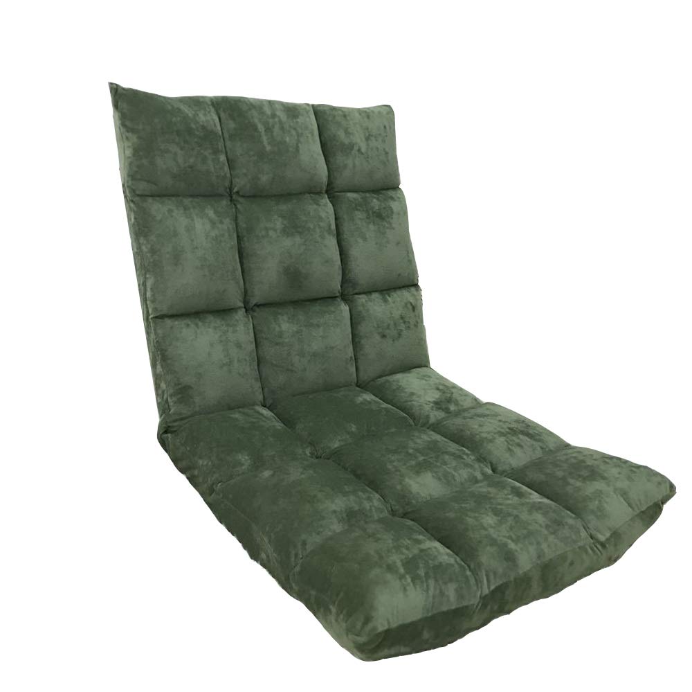 ZRRtables Portable Adjustable Padded Floor Chair 5-Position Folding Lazy Sofa Chair Gaming Chair Indoor Padded Cushioned Recliner, Dark Green
