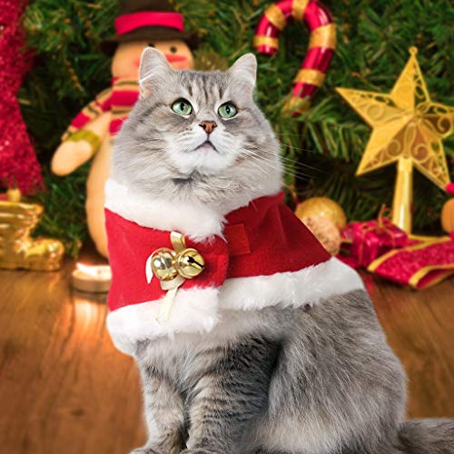 Pet Christmas Cloak Costume with Bells Soft Thick Fabric Pet Clothes Apparel Outfit Dress-up for Puppy Kitten Small Cats Dogs (L) - Image 7
