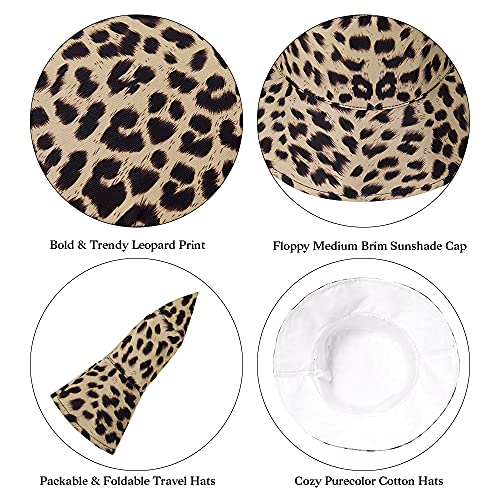 Docila Cheetah Bucket Hats For Women Stylish Animal Spots Pattern Fisherman Hats Foldable Large Brim Travel Holiday Uv Sunscreen Caps (Leopard) #TOP3