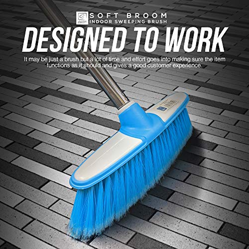 Scopa per interni con spazzola a setole morbide e