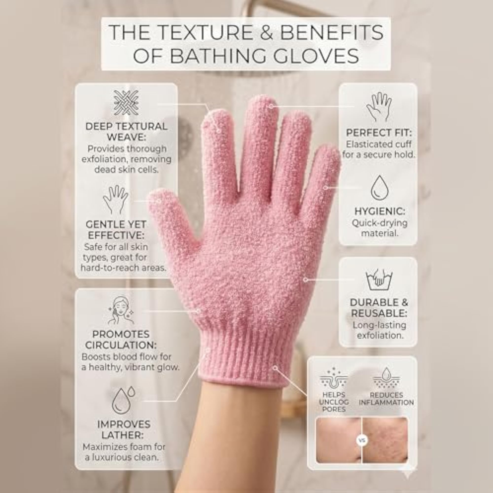 Exfoliating Gloves for Bathing, Body Scrub Gloves for Men & Women