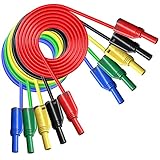Goupchn 5PCS Banana Plug Silicone Test Leads 4mm Fully Insulated Safety Shrouded Stackable Banana Plug Soft Wire Extension Cable for Multimeter