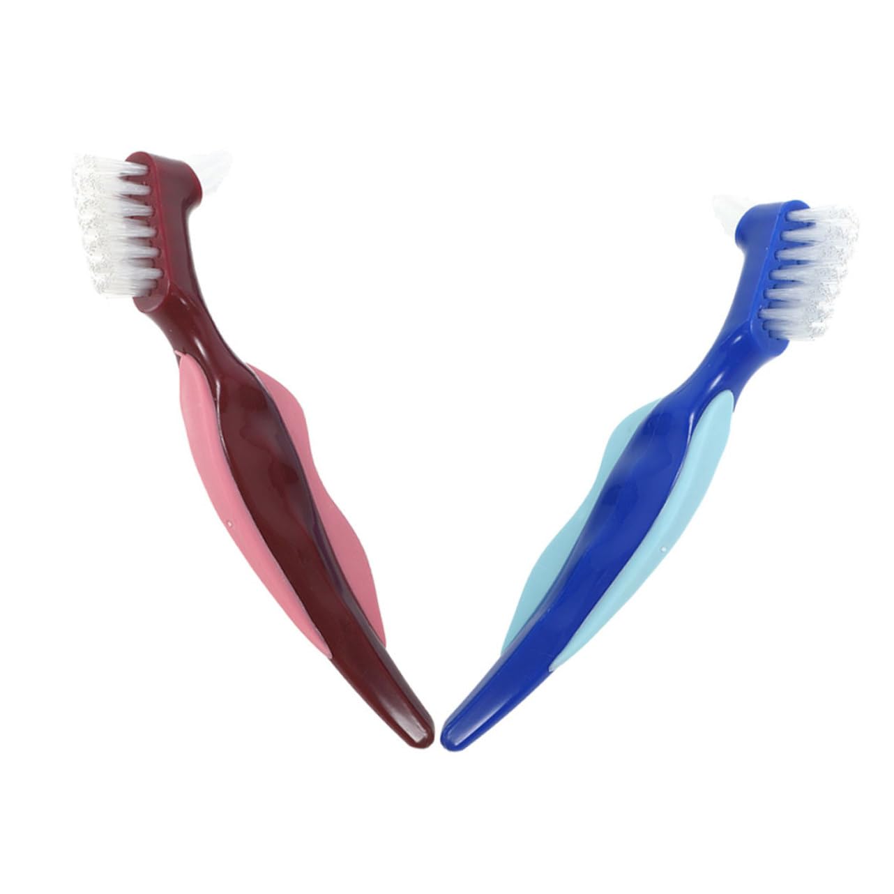 KOMBIUDA 10pezzi Spazzolino Per Dentiera Con Setole Morbide Spazzola Doppia Faccia Per e Pulizia Protesi Per Anziani e Portatori Di Apparecchi Colori