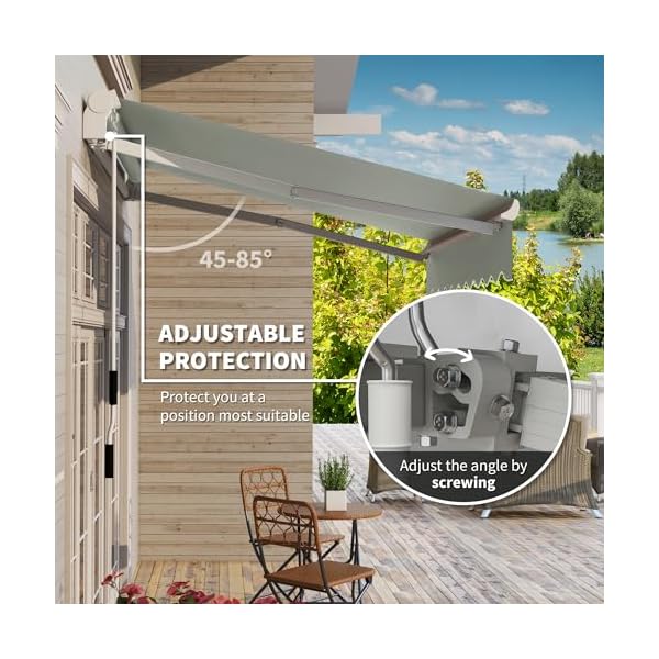 Outsunny 8 x 7 patio retractable awning manual exterior sun shade deck window cover gray  urban country home decor