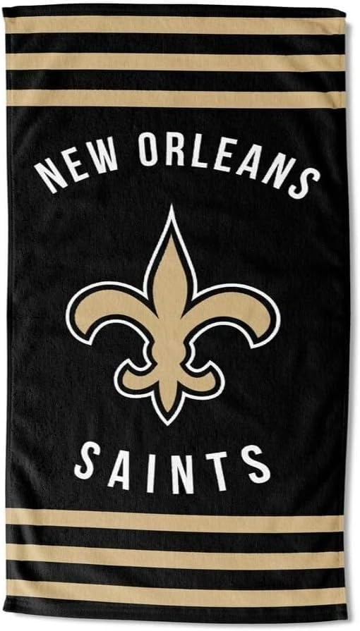 Image of Northwest NFL New Orleans Saints Unisex-Adult Beach Towel, 30 inch x 60 inch, Stripes (Pack of 6)