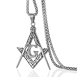 Ahappy Gold filled sculpture Freemasonry Masonic Mason Pendant chain necklace 19.68