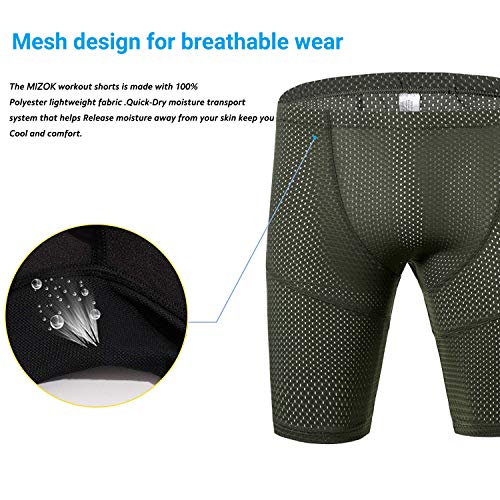 Mizok Mens Tight Yoga Mesh Training Shorts Bodybuilding Gym Workout Shorts (Green,Us M/Tag L) #TOP4