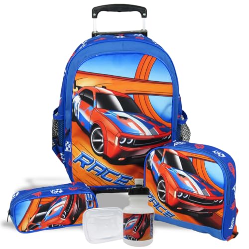 Kit Mochila Race Com Rodinhas Tam G com Lancheira e Estojo
