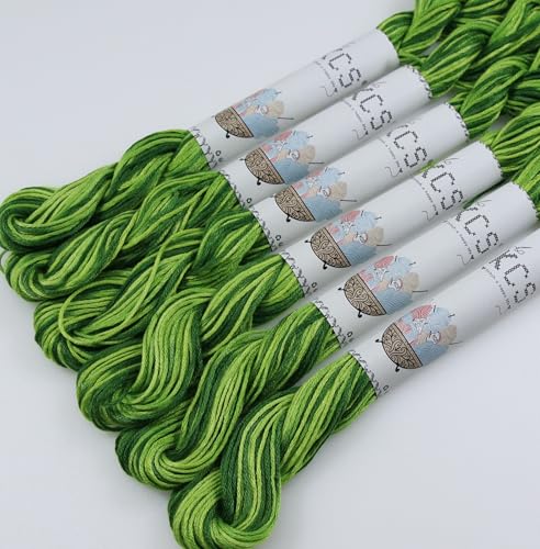 Image of KCS Big skeins of 25 Meters Size 25 Color Variegated Cross Stitch Stranded Threads,6 skeins,92