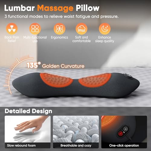 image for Hzwioe 3 in 1 Upadate Rechargeable Electric Lumbar Support Pillow with
