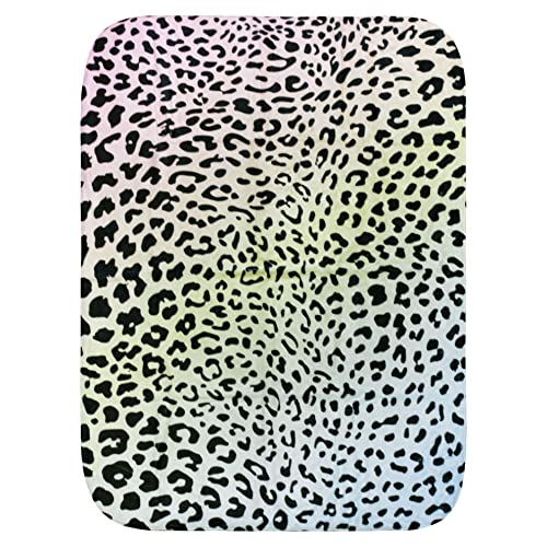 College Covers Everything Comfy Leopard Print Decorative Baby Throw Blanket, 30x40 Inch, Pastel Gradient/Black