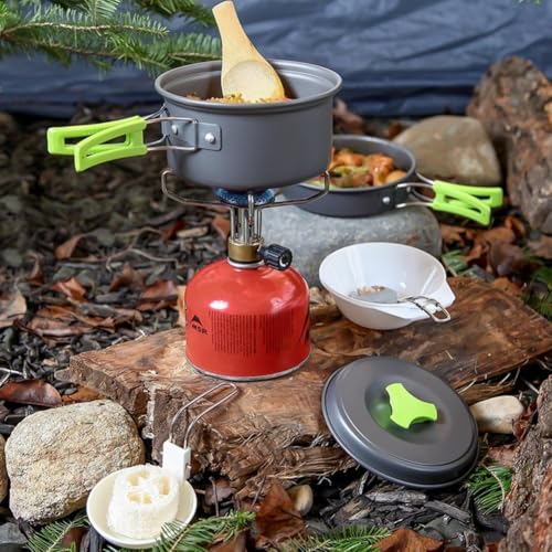 Qtiwe Juego de vajilla de Camping, Camping Cookware Outdoor Libre, Camping Utensilios de Cocina Plegable de 10 Piezas para Senderismo, Picnic, Barbacoa, Certificado por la FDA - imagen 5