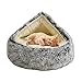 SEDOXX Fluffy Cat Bed for Small Pet Cave Bed Cats House Pet Nest Cat Nesting Bed Plush Tent Dogs Warm Bed Kitten Puppy 2 in 1 Bed Cuddly Cozy Pet Cushion Bed,40cm,Grey Plush