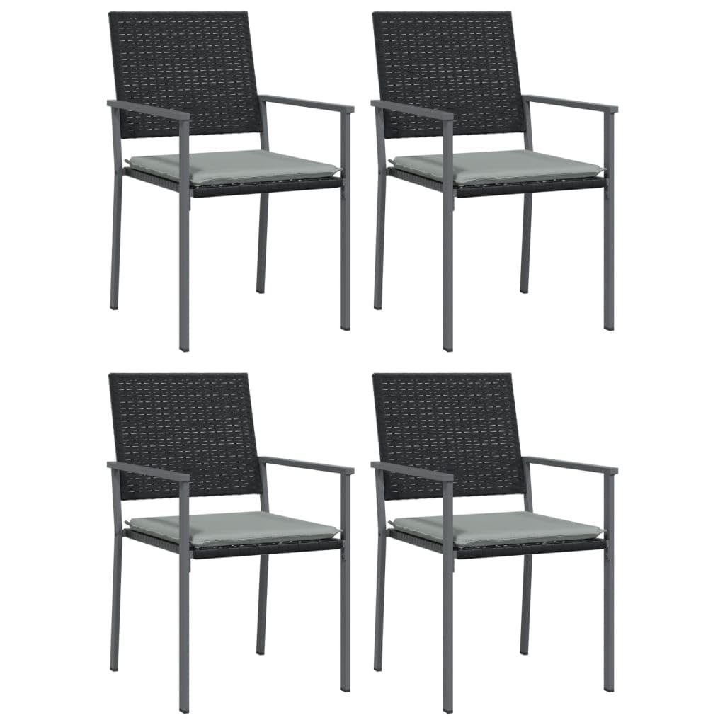 Chaises de jardin en rotin vidaXL lot de 4 avec coussins lavables contre la fatigue