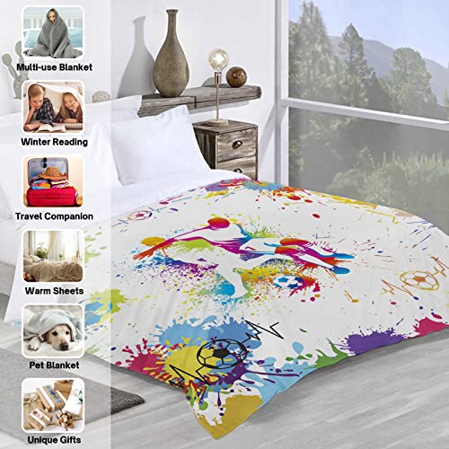 Domgoge Soccer Blanket Adult Kids Football Blankets Ball Throw Tie Dyed Soft Flannel Fleece Gifts for Team Player Sport Fans 3D Printed Couch Sofa - Image 4