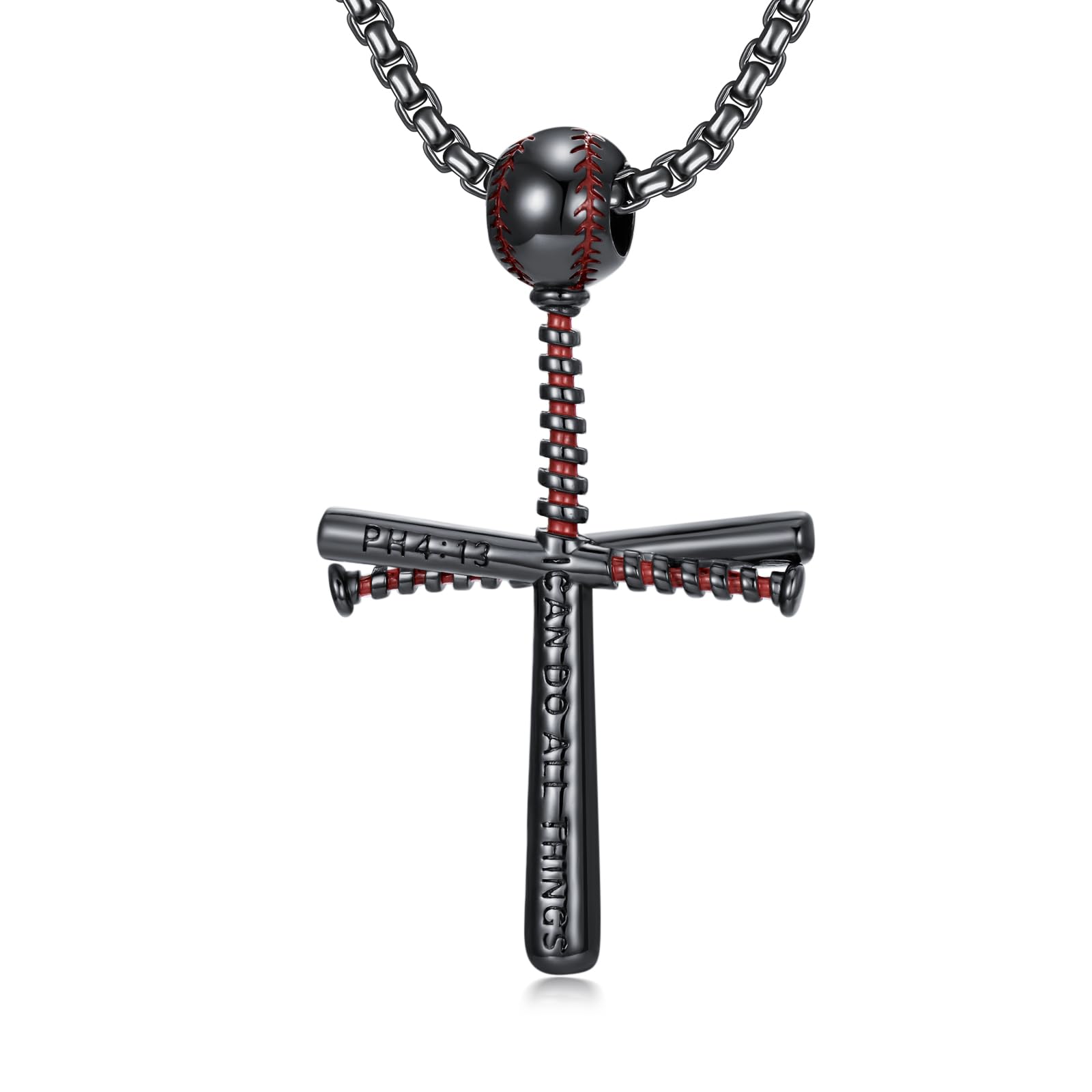 Baseball Necklace Sterling Silver Cross Verse Philippians 4:13