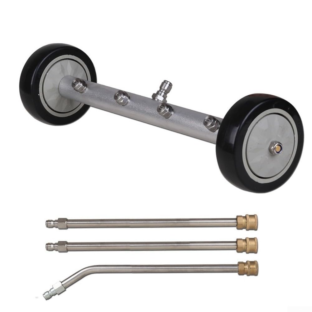 Ugello di ricambio per idropulitrice in acciaio inox per 4000 PSI, spazzola rotante con ruote da 100 mm per la pulizia del veicolo, chiusura rapida standard da 1/4" (C)
