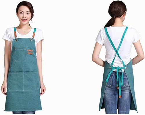 Miniatura 3 de Delantal de lona de algodón para pintura de artistas, delantal de chef con correas cruzadas en la espalda para hombres y mujeres, cocina