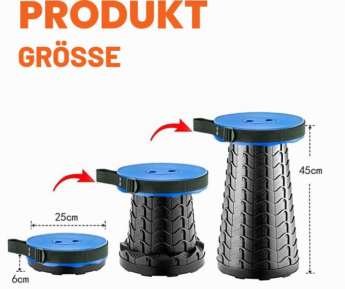 Yexati Verbesserter Klapphocker mit Tragkraft 180 kg, Faltbarer Campinghocker mit weichem Kissen/robuster Aufbewahrungstasche und Karabiner, tragbarer Sitz, ideal für Innen- und Außenaktivitäten