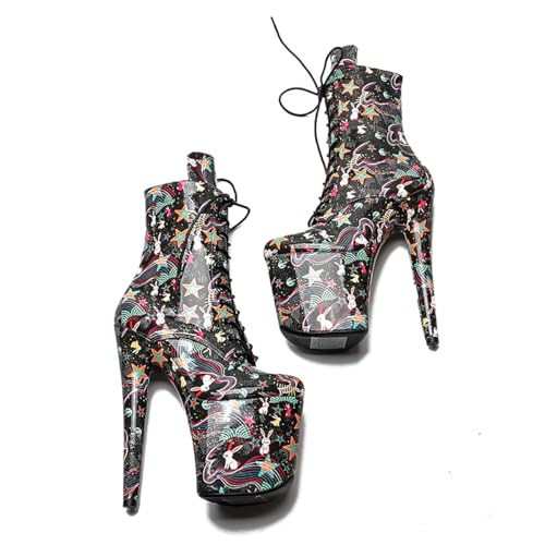 WUXIN H&P Women's Exotic High Heel Pole Dance Ankle Boots Short Custom 8 Inch Sexy Platform Fashion Lace-up Stiletto Round Toe Dress Shoes4