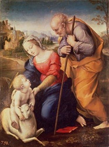 Posterazzi Sagrada Familia con el Cordero 1507 Raphael (1483-1520 Italian) Oleo sobre madera Panel Museo del Prado Madrid España Póster (18 x 24)