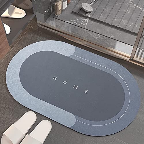 Super Absorbent Floor Mat 60*40 cm, Super Absorbent Bath Mat Soft Carpet ,4 Layer Design, Quick Drying Non-Slip Floor Mats Carpet, Easy to Clean Wash Bathroom Carpet (Oval)