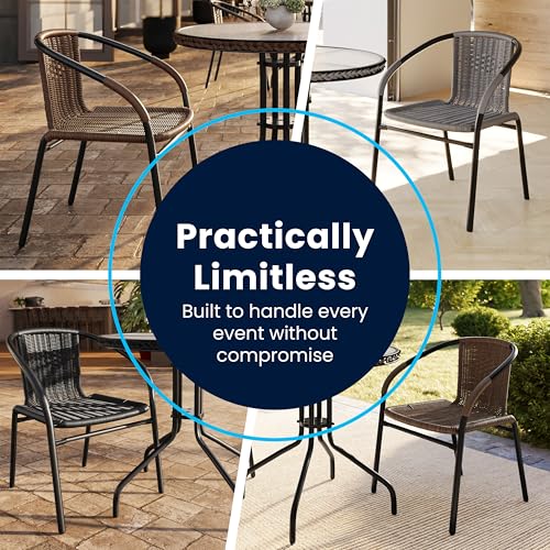 Image of Flash Furniture Lila Black Rattan Indoor-Outdoor Restaurant Stack Chair