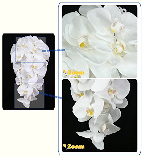 Amazon｜□胡蝶蘭キャスケードブーケ 白/ピンク 結婚式 ウェディング