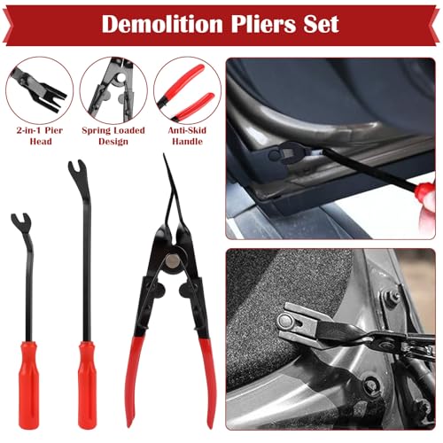 NVIYAM 158 Stück Hebelwerkzeug Auto, Universal Auto Demontage Werkzeuge, Kunststoffkeile KFZ Set für Entfernung Autotür Türverkleidung und Platten, Innenverkleidung Werkzeug, Zierleistenkeil-Set