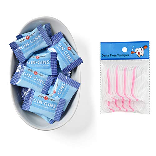 Ginger People Super Strength Caramel Ginger Candy (1 Pound) Bundled with 20ct Dental Flossers in a PrimeTime Direct Bag