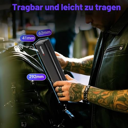 ORGSTA S008 Tätowier Schablonendrucker Bluetooth Thermodrucker Tattoo mit 10 Stück Papier, Tattoo Vorlage Ducker Kabelloser Thermodrucker für Künstler und Anfänger