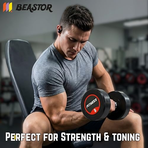 Image of Bouncer Dumbbells Pair 5 kg x 2 for Home & Gym Workout | Fixed Weight Dumbbells for Strength Training & Muscle Building | Heavy Duty, Unbreakable Gym Equipment (Black, 5kg)