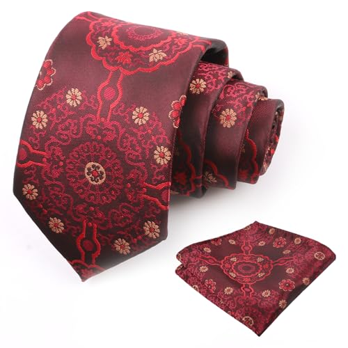Image of Alizeal Mens Vintage Solid Plaid Tie with Pocket Square 3.15inches Necktie Set