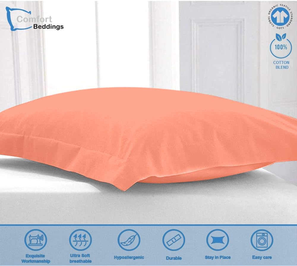 Comfort Beddings Premium Quality Pillowcases 100% Cotton Blend Square Pillow Cases Pack Of 2 - Peach (Continental/Square Size 70 x 70 CM) - Image 4