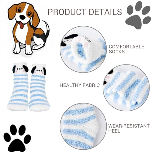 Benefeet Sox Cute Fuzzy Socks for Women Girls Funny 3D Dog Fluffy Socks Soft Cozy Animal Fleece Sock Warm Slipper Sock4