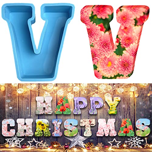 Moldes de silicona con alfabeto 3D moldes epoxi de letras grandes para resina de moldes de letras de fundición moldes de chocolate para cumpleaños, bodas, fiestas, Navidad, manualidades, adornos