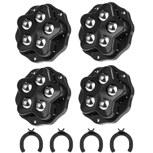 Self Adhesive Caster Wheels Stainless Steel 360° Swivel Low Profile Rollers with Brake Pads,for Furniture, Kitchen, Storage Bins & Mop Bucket (Black-4pcs)