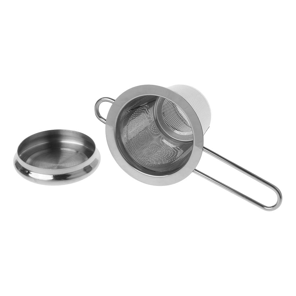 Colador infusor de té de acero inoxidable con tapa y asa, reutilizable para el hogar, cocina, comedor, beber té