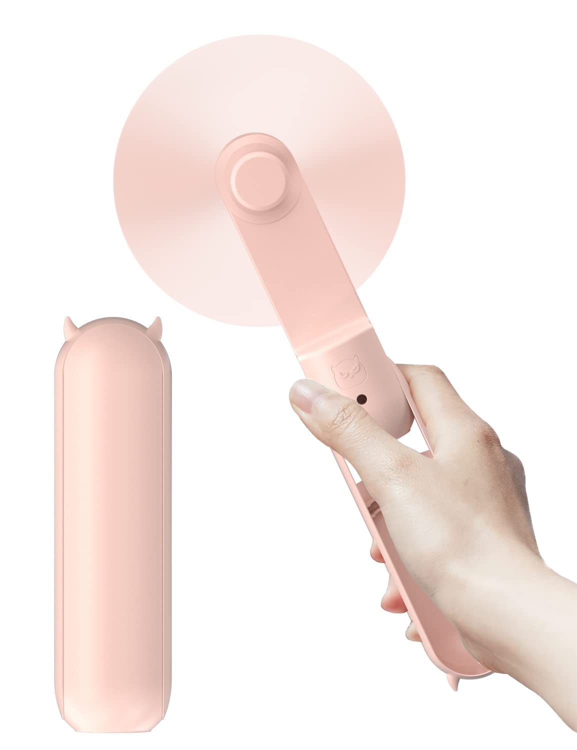 LETSCOL Portable Handheld Fan, Mini Pocket Hand Fan, Foldable Personal Desk Fan with Power Bank, USB Rechargeable Fan for Makeup Home Travel Outdoor (Pink)