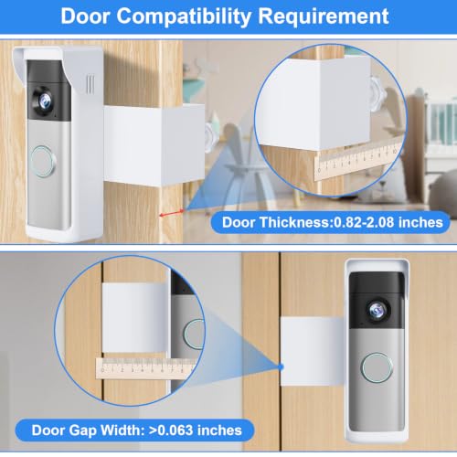 Image of Anti-Theft Doorbell Mount Compatible with Ring Newest 2026 Battery Doorbell /Plus /Pro, No Drill Wireless Video Camera Doorbell Bracket with Rain Cover for Apartment Rental, Not for Security Door(White)