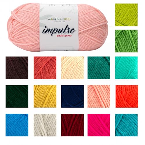 Image of WOAFashions Impulse Hand Knitting & Crochet Yarn, Premium Acrylic, 4 : Medium (Peach Pink) (4x100gms / 14.1oz)