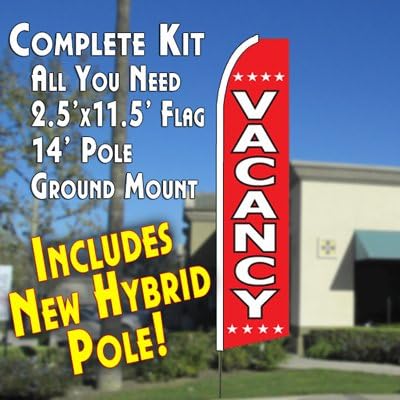 VACANCY (Red/Stars) Flutter Feather Banner Flag Kit (Flag, Pole, & Ground Mt)