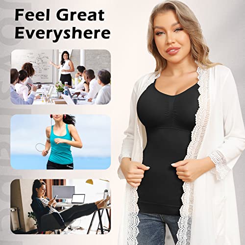 Joyshaper Shapewear Camisoles With Built In Bra Tummy Control Compression Tank Tops For Women Body Shaper Padded Tanks Black L #TOP4
