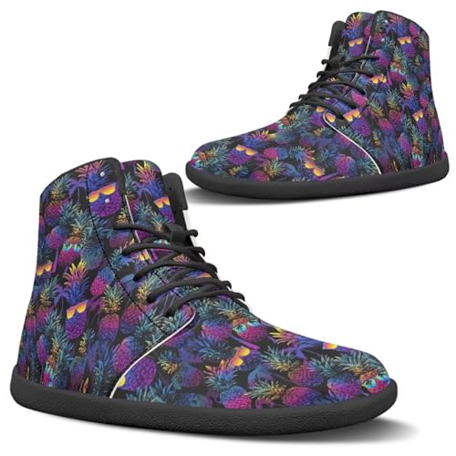 Quxjehoe Tropical Pineapple Barefoot Shoes for Women High Top Fashion Zero Drop Sole Shoes Wide...