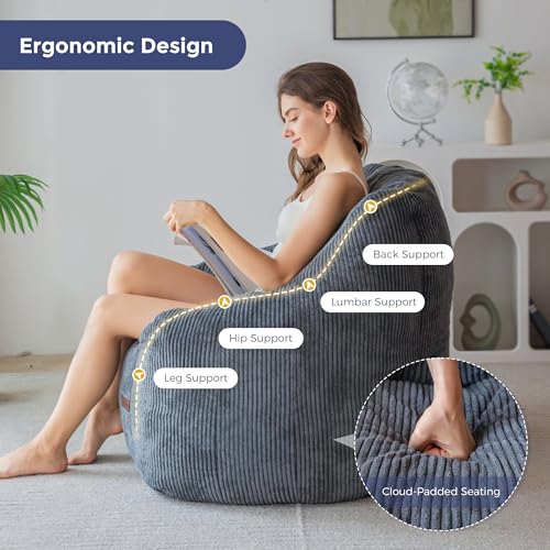 Pouf Lofta compact mousse déchiquetée gris MAXYOYO