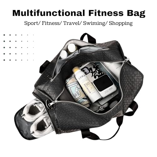 Image of Multi-Function Large Capacity Travel Bag (Leather Look, Black)
