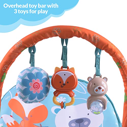 INFANTSO-Baby-Rocker-Portable-Including-Free-Mosquito-Net-U-Shape-Pillow-with-Calming-Vibrations-Musical-Toy-Blue