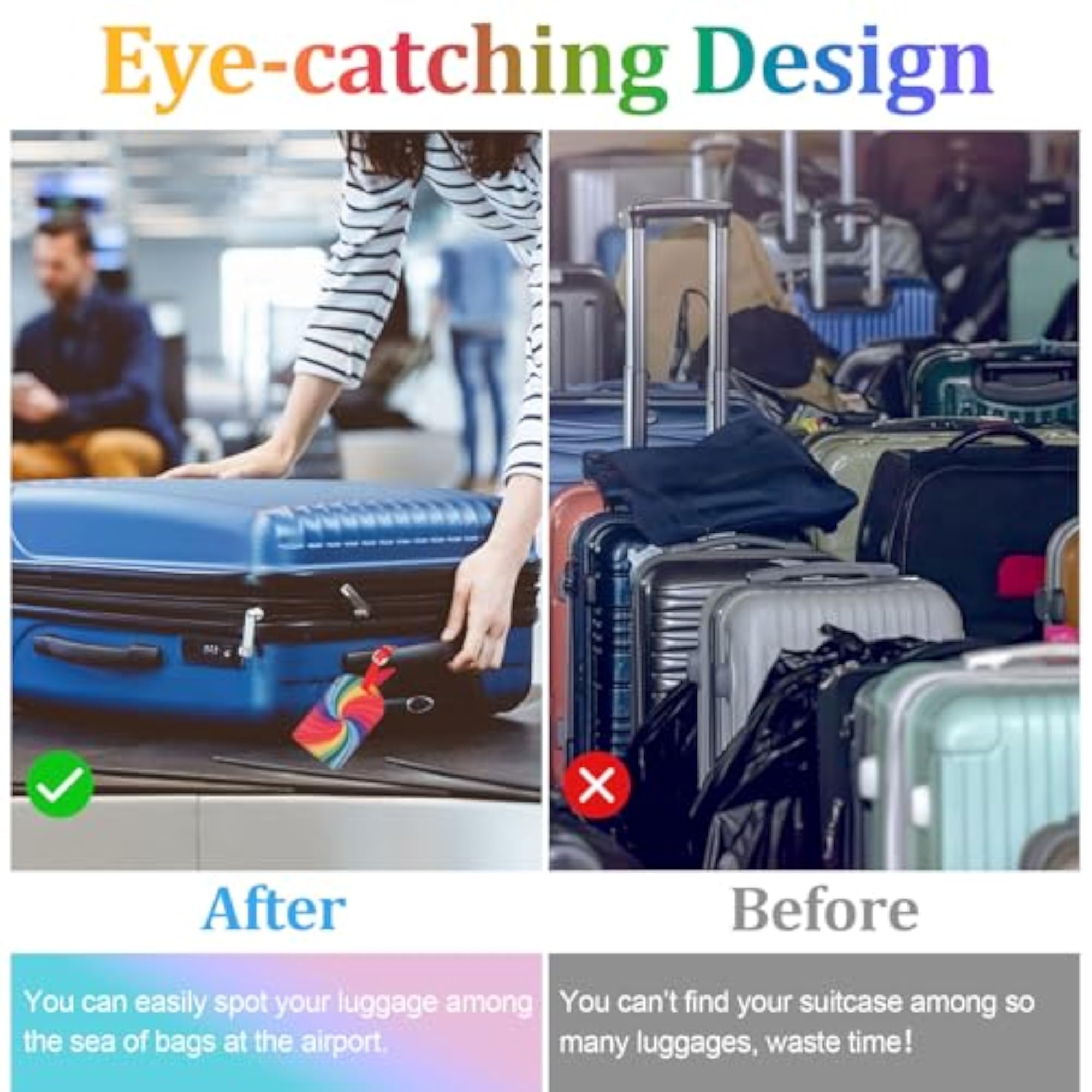 Luggage Tags, 4 Pcs PU Leather Luggage Tags
