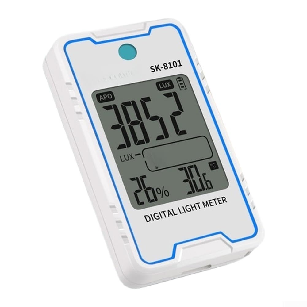 Beleuchtungsmessgerät mit stroboskopischem Flackertest, 0,1–999900 Lux-Bereich, Temperatur- und Feuchtigkeitsmonitor, One-Touch-Bewertung, tragbares Lichtmessgerät für industrielles Labor und (SK-8101